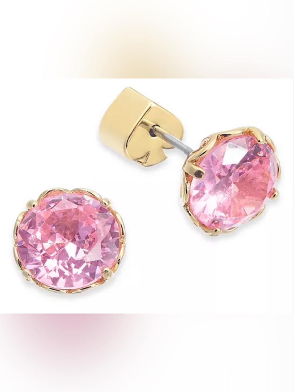 New kate spade Pink Crystal Gold-Tone Stud Earrings
